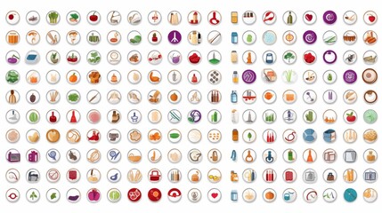 Set 200 Medecine and Health flat icons. Collection health care medical sign icons.