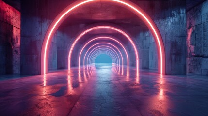 Futuristic Architectural Composition with Neon Lighting Generative AI