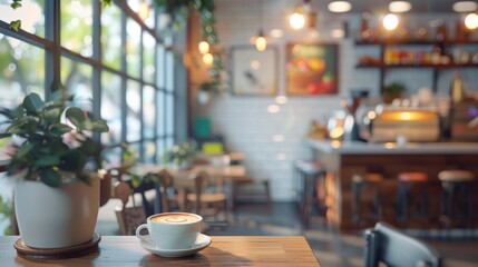 Blurred Interior of a Cozy Coffee Shop Generative AI