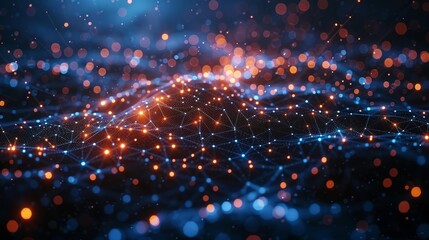 Fototapeta premium Quantum Computing System with Cyber Network Grid Generative AI