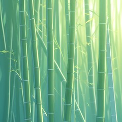 Fototapeta na wymiar Captivating Close-Up of a Bamboo Grove with Sunlit Atmosphere