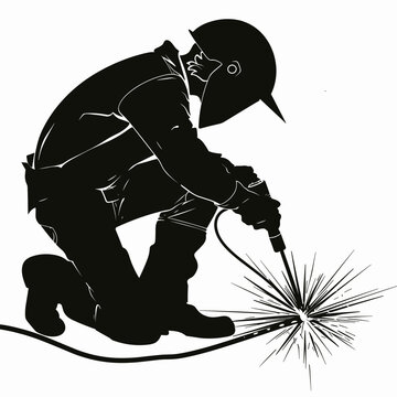 recommend clip art: vector silhouette of a welder background .Generative AI