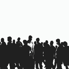 vector silhouette of a crowd of people on a white background .Generative AI