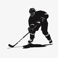 vector silhouette of a hockey player on a white background .Generative AI