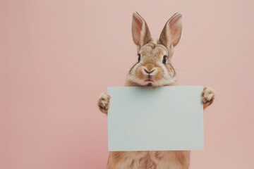 rabbit with blank sign