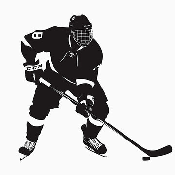 recommend clip art: vector silhouette of a hockey player on a white background .Generative AI
