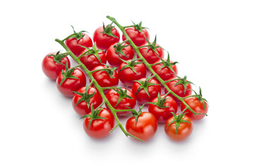 Ripe cherry tomatoes isolated on a white background