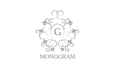 Stylish, elegant initial letter G monogram design in vector style. Emblem, logo for restaurant, boutique, jewelry, business.