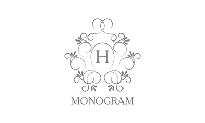 Stylish, elegant initial letter H monogram design in vector style. Emblem, logo for restaurant, boutique, jewelry, business.