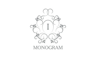 Stylish, elegant initial letter I monogram design in vector style. Emblem, logo for restaurant, boutique, jewelry, business.