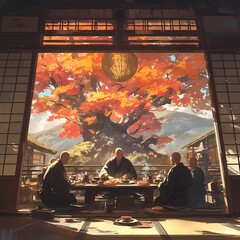 Autumn Serenity - Traditional Japanese Tea Garden Gathering