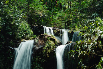 This seasonal natural waterfall in the middle of the wilderness is called Grenjengan Kembar...