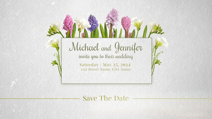 Floral Wedding Text Frame for Wedding Invitations - obrazy, fototapety, plakaty