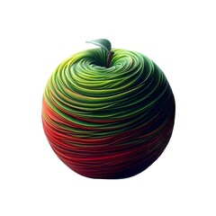 Stylized red-green apple with a leaf on a white background, pattern, texture, background, Generative AI