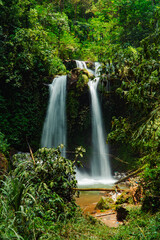 This seasonal natural waterfall in the middle of the wilderness is called Grenjengan Kembar...