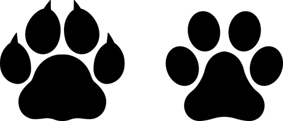 Cat and dog paw prints icons vector image. The paw print saddles of the canine and kitty families. Animal print clip art.