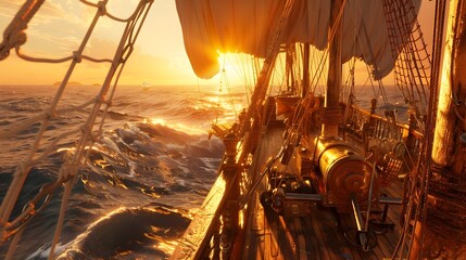 Sailing the Sun-Kissed Maritime Realm: An Epic Pirate Ship Adventure Awaits - obrazy, fototapety, plakaty