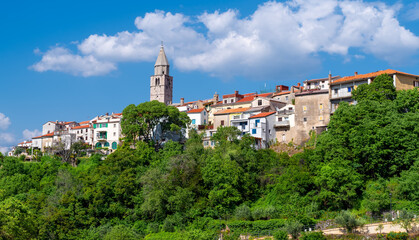 Fototapeta na wymiar Panoramic view to the village Vrbnik on the island Krk in Croatia