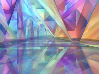Colorful Abstract Geometric Shapes with Reflective Surface