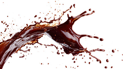 chocolate splash in the air on white background.