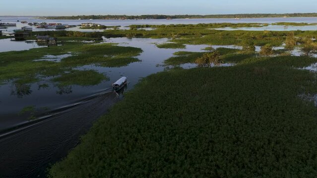 view of boat in  the river In amazonas peru