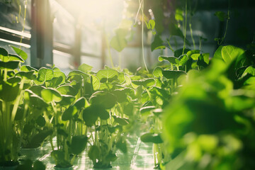 A close - up of hydroponic farming in an urban environment