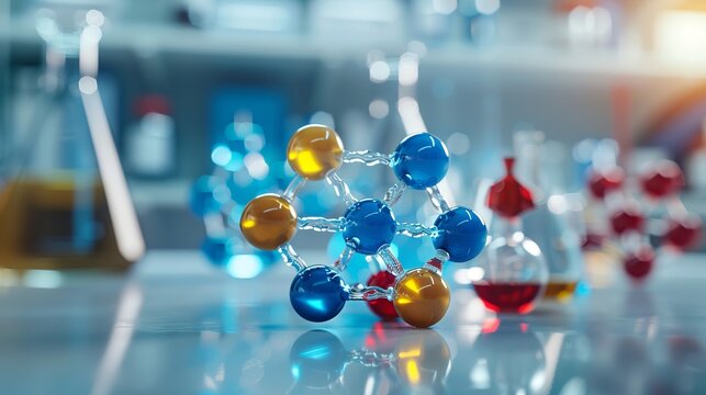Molecular structure, clear and colorful. Laboratory setting