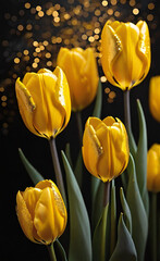 yellow tulip on a dark background