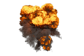 Aerial explosion on transparent background