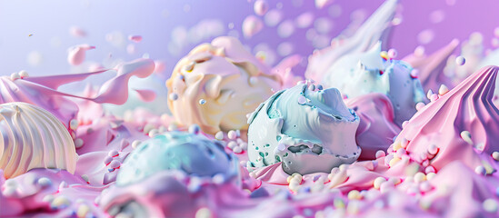 Obraz na płótnie Canvas Multi-colored ice cream scoops close-up 
