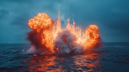 Massive Fire and Water Explosion in the Ocean