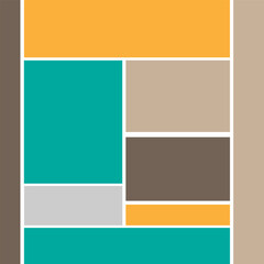 Multi-colored rectangular shapes. Orange turquoise brown rectangles