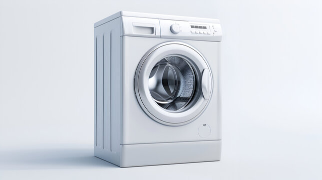 White washing machine on a white background.