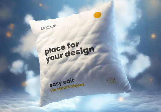 Dreamy Floating Pillow Mockup 02 Generative AI
