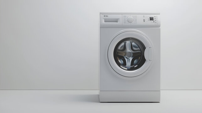 White washing machine on a white background.