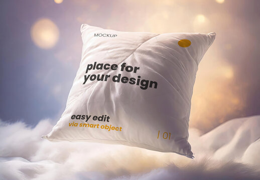 Dreamy Floating Pillow Mockup 01 Generative A4