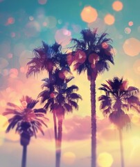 Fototapeta na wymiar Two Palm Trees on a Beach