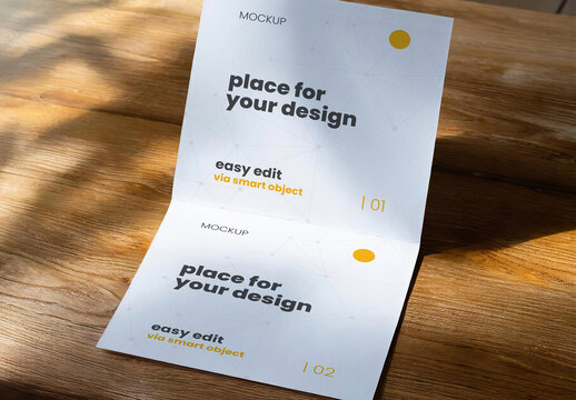 Folded Page Flyer Bifold Mockup Generative AI
