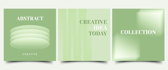 set of abstract square banner template. Green bright color background with abstract gradient shape