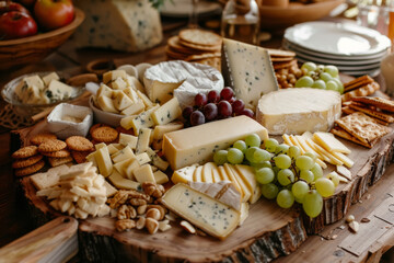 Artisan Cheese Assortment on Rustic Board