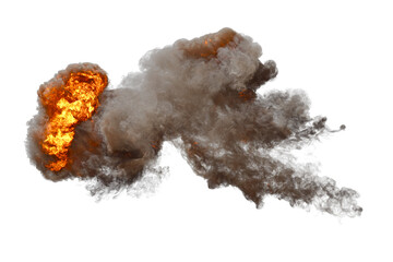 Battle ship muzzle flash on transparent background