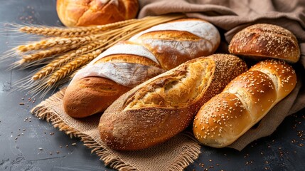 Assorted Breads Arranged on a Table