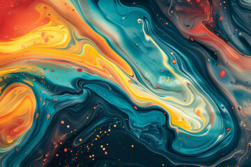Abstract Liquid Art with Swirling Colors