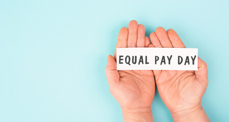 Equal pay day, raising awareness of gender pay gap, income of men and women for work, disadvantage...