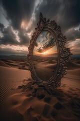 abstract background with mirror in desert