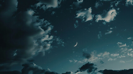Fototapeta na wymiar Moon in a cloudy night sky 