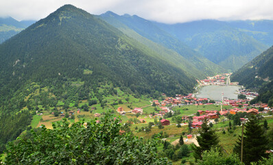 Fototapeta na wymiar Uzungol, located in Trabzon, Turkey, is one of the most visited places in the country.