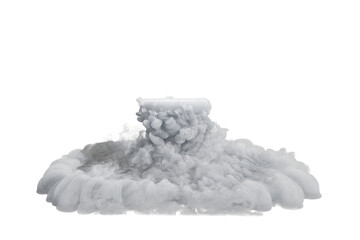 Dry ice smoke with podiums on transparent background