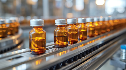 Medical vials on a modern pharmaceutical production line