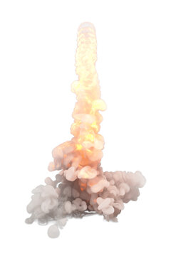 Smoke of rocket launch on transparent background